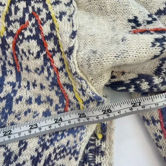 Pilcro Anthropology Cropped Cardigan Sweater Cream and Blue Medium - Picture 9 of 11